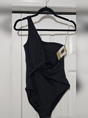 Gottex Black One-Shoulder Twist One-Piece Swimsuit